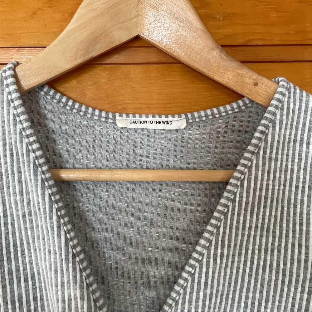 Gray Striped Peplum Top - Picture 2 of 2